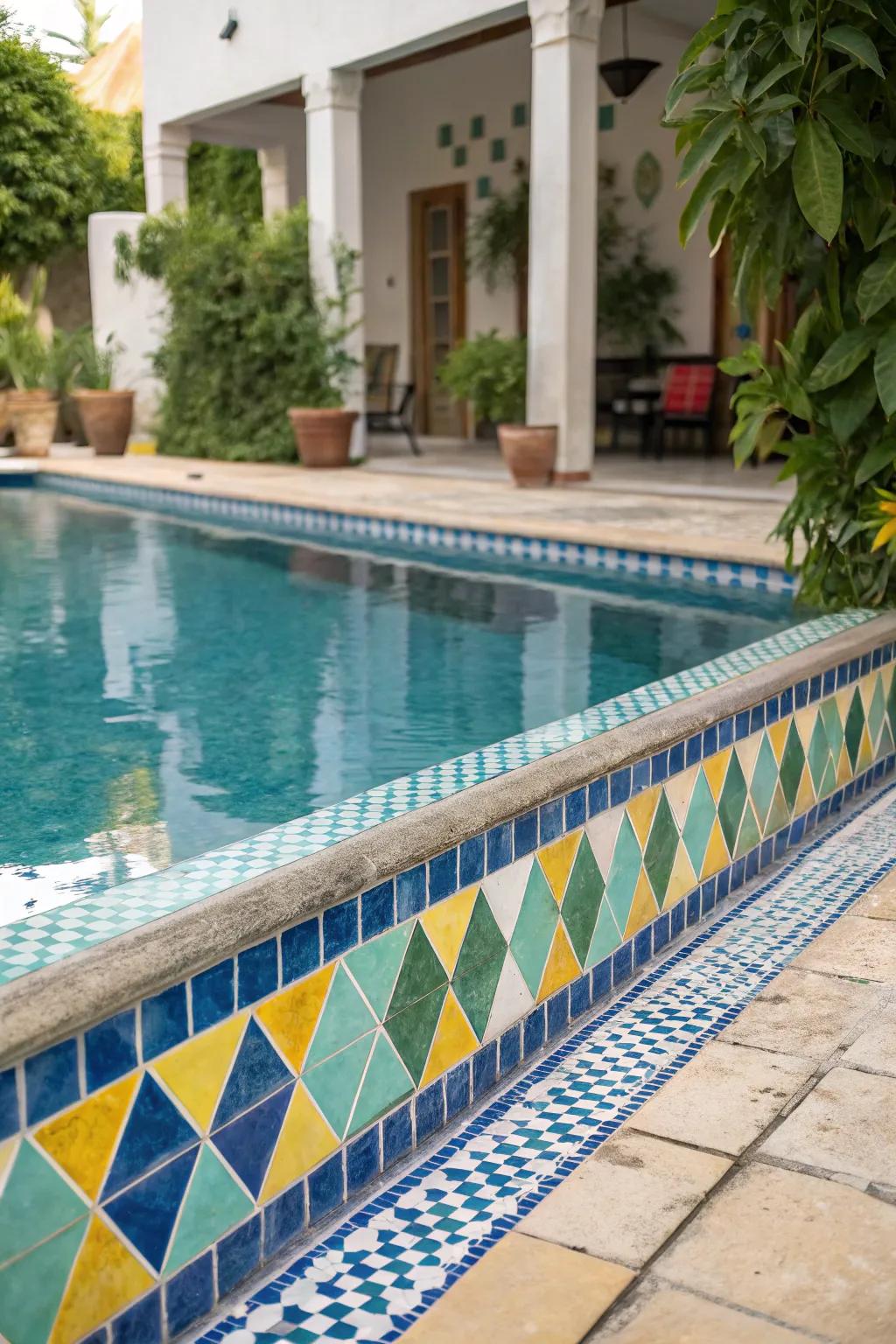 Bold tile patterns add a splash of personality to your pool area.