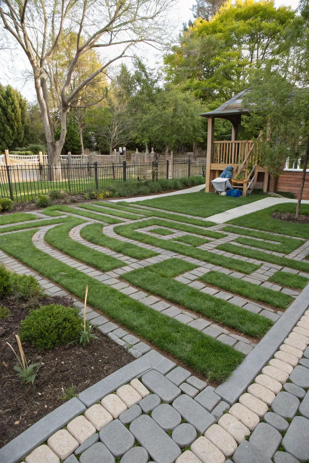 A turf maze creates a fun backyard challenge.