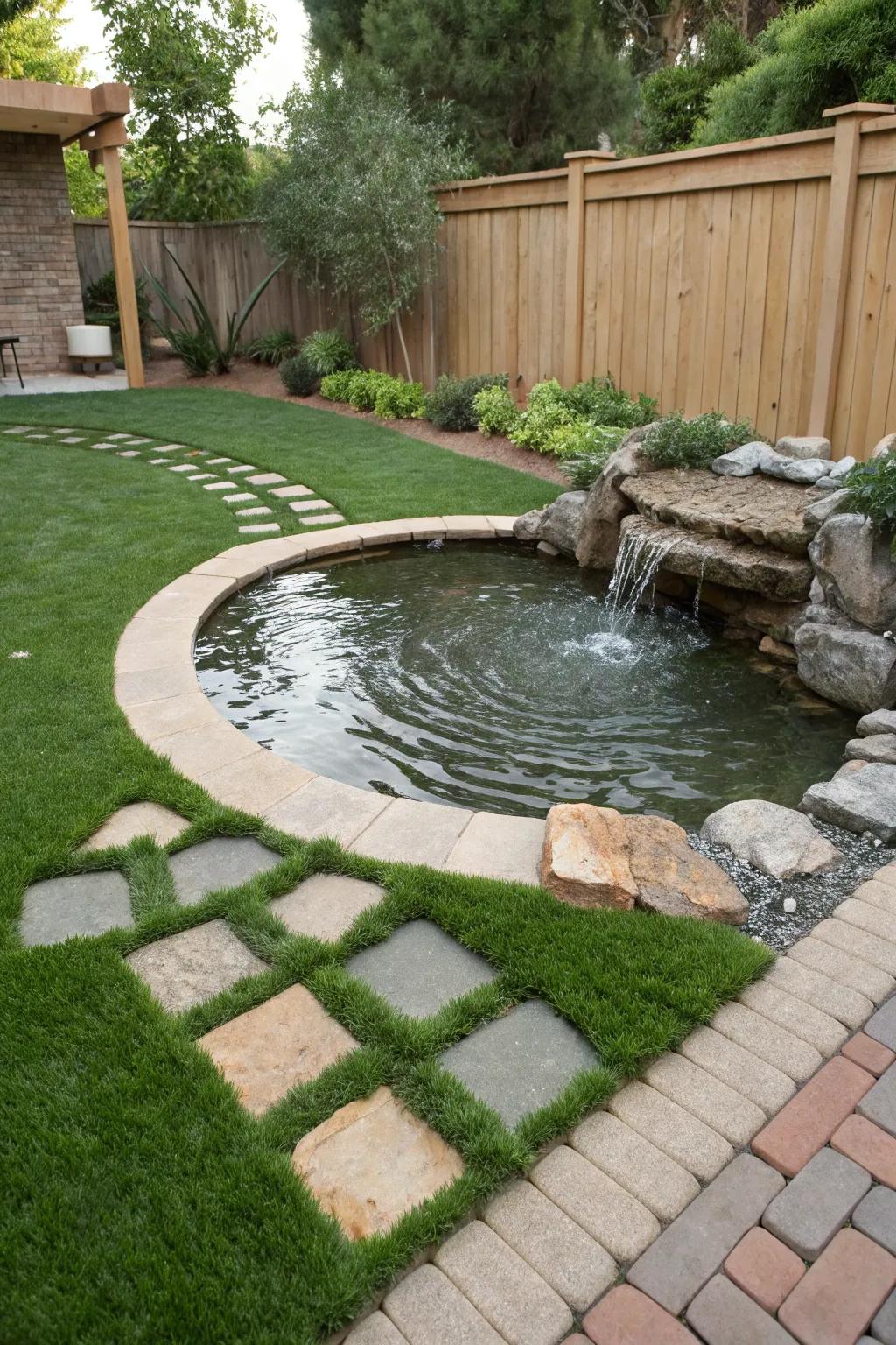 Water features offer calming sounds and visual appeal.
