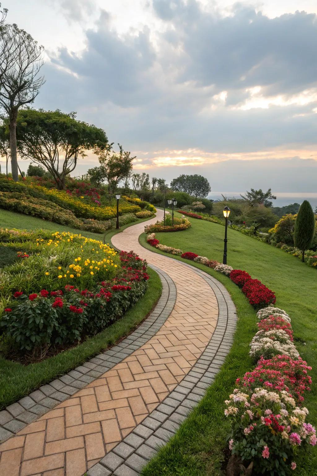 Garden pathway linking various yard areas harmoniously.