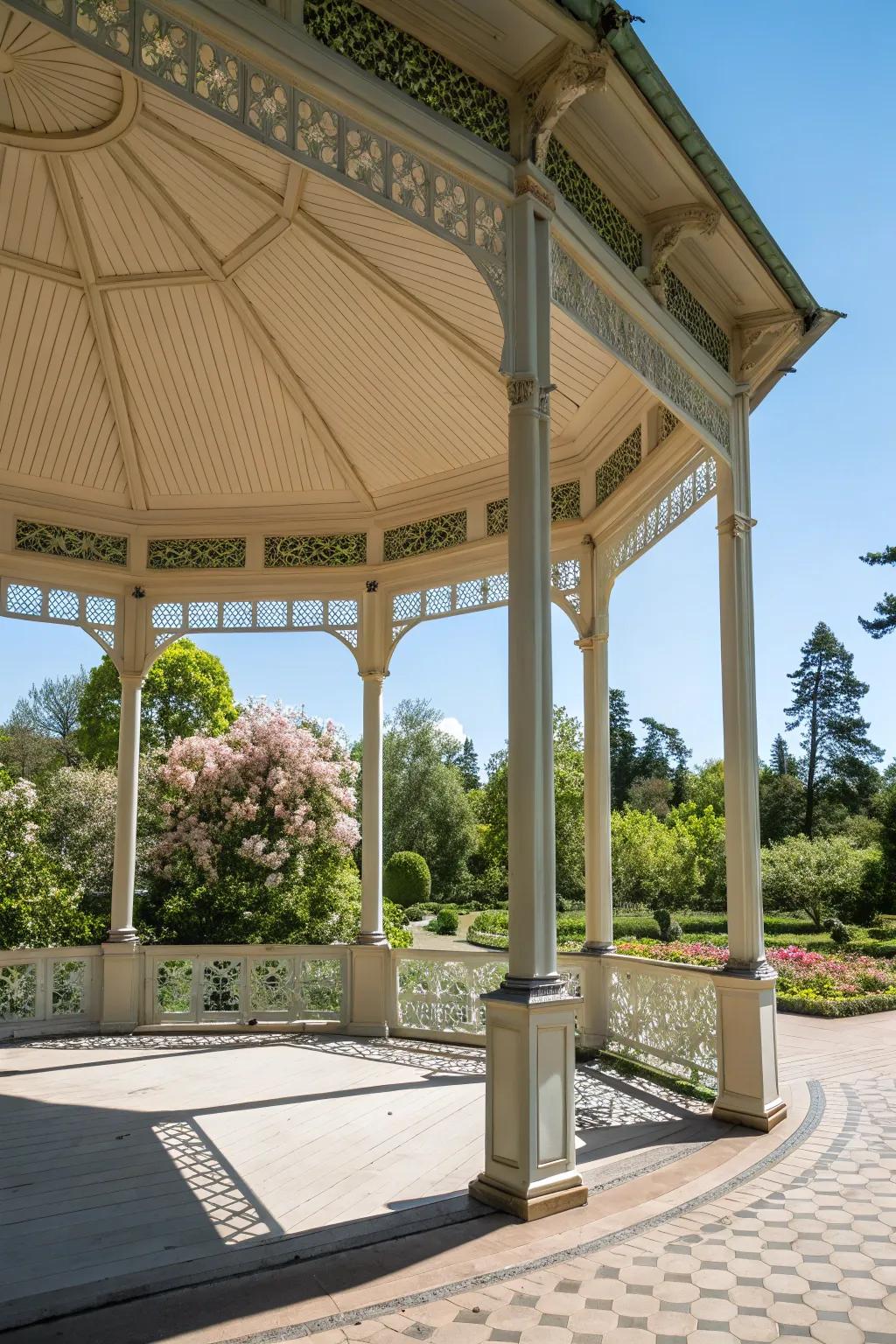 An open-air pavilion design invites the freshness of the outdoors.