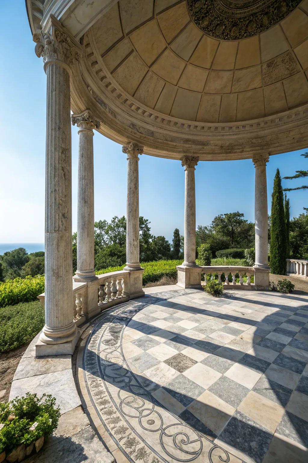 Stone features lend a timeless elegance to pavilion designs.