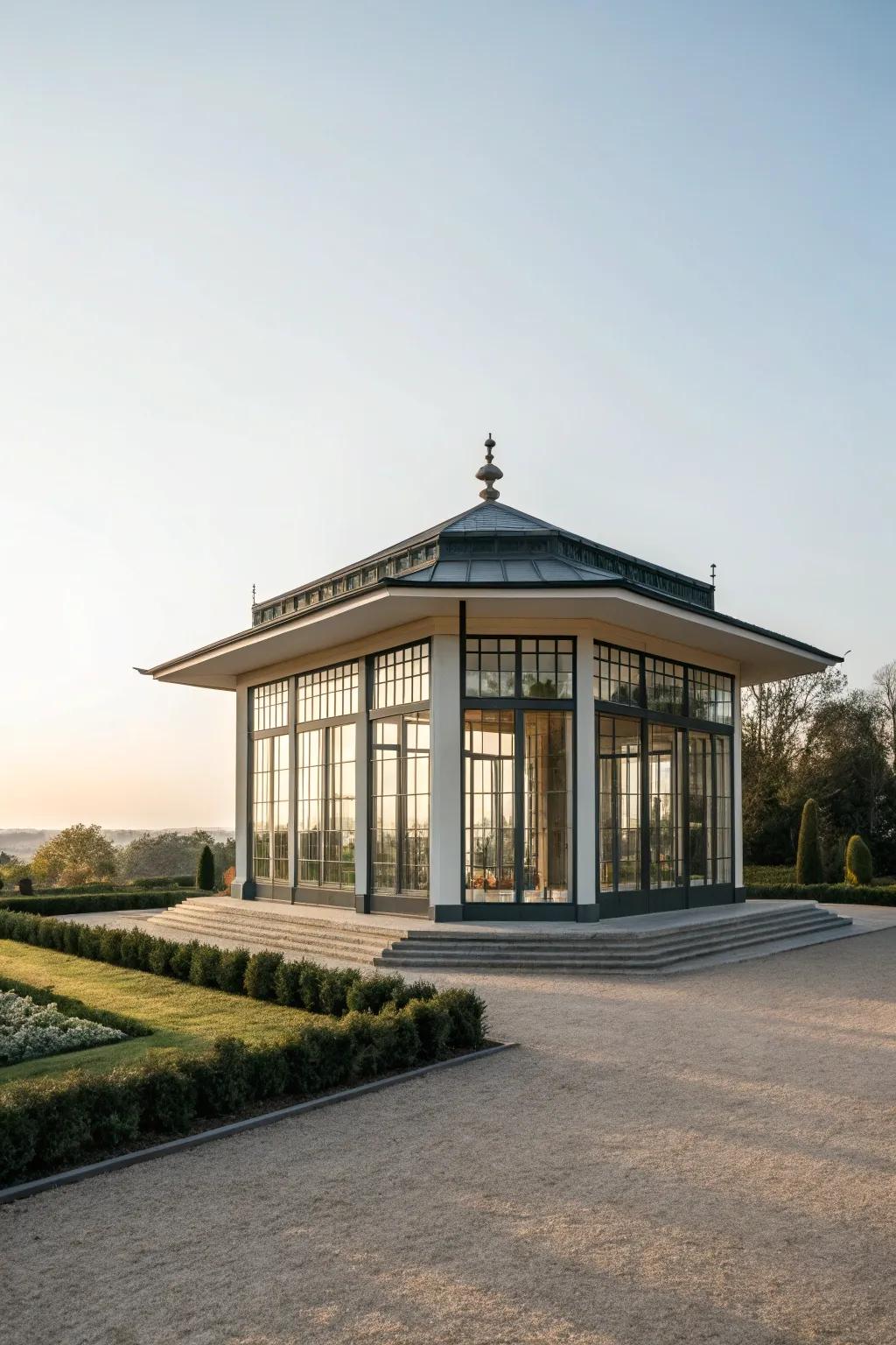 Choose a roof style that complements your pavilion’s aesthetic.