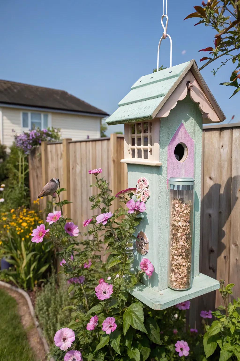 Decorative birdhouse posts fuse beauty and usefulness.