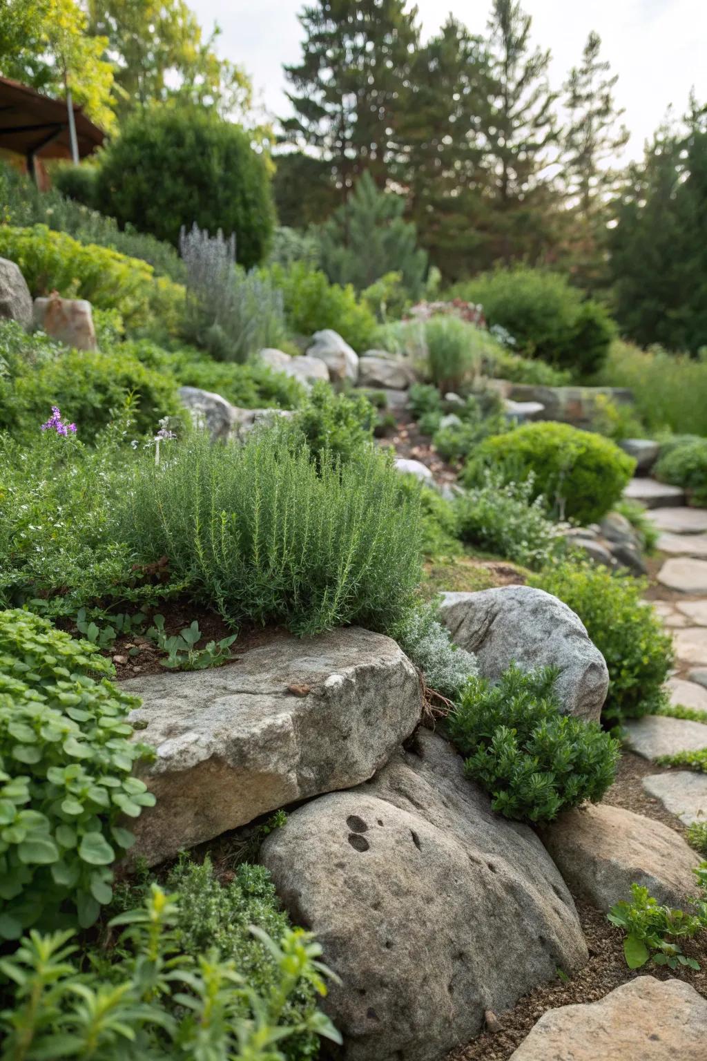 Herbs add fragrance and function to your rock garden.