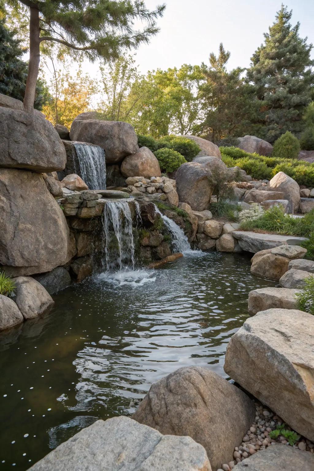A waterfall brings life and movement to your garden.