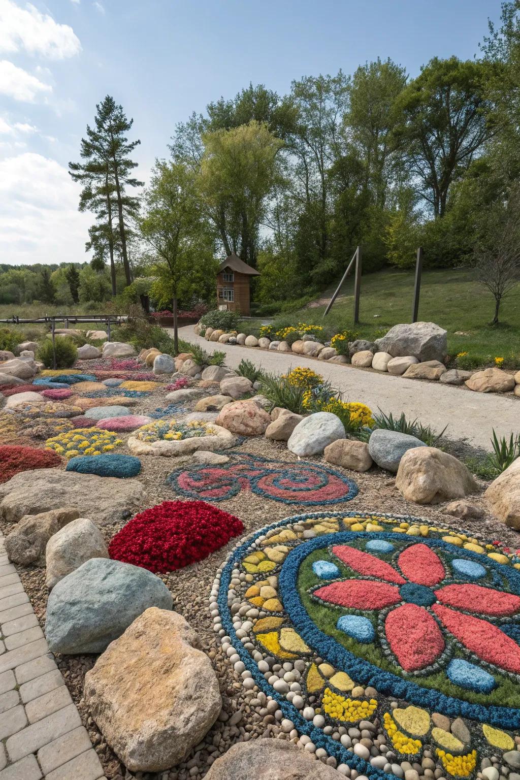 Colorful rocks bring vibrancy to your garden.