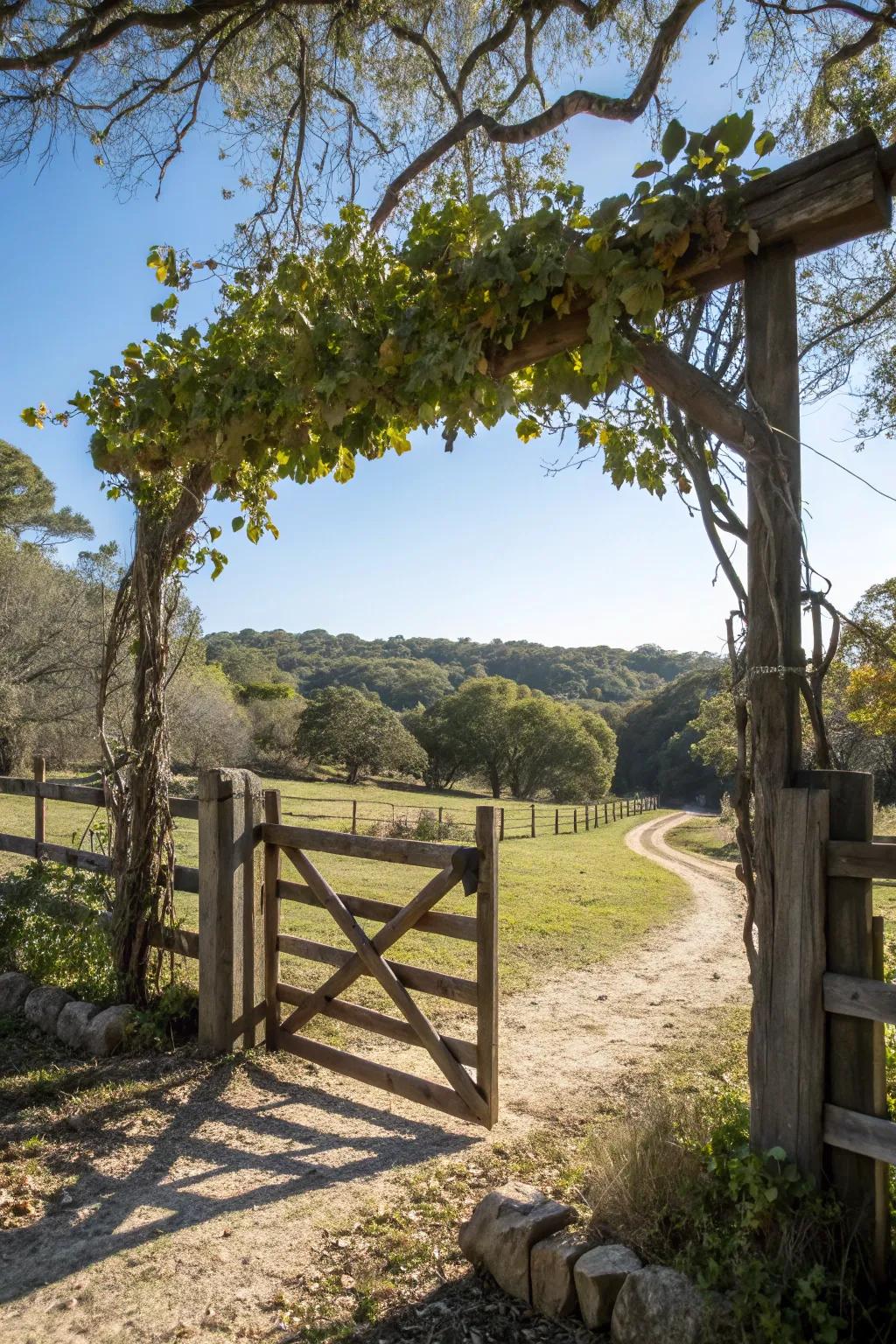 Nature-inspired ornamental motifs integrated into gate features.