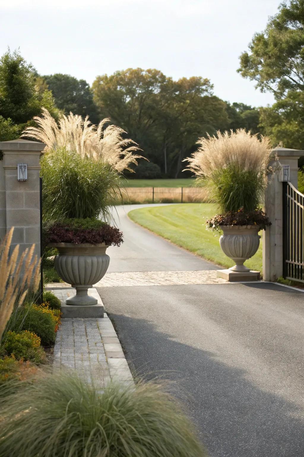 Create a grand entrance with large planters.