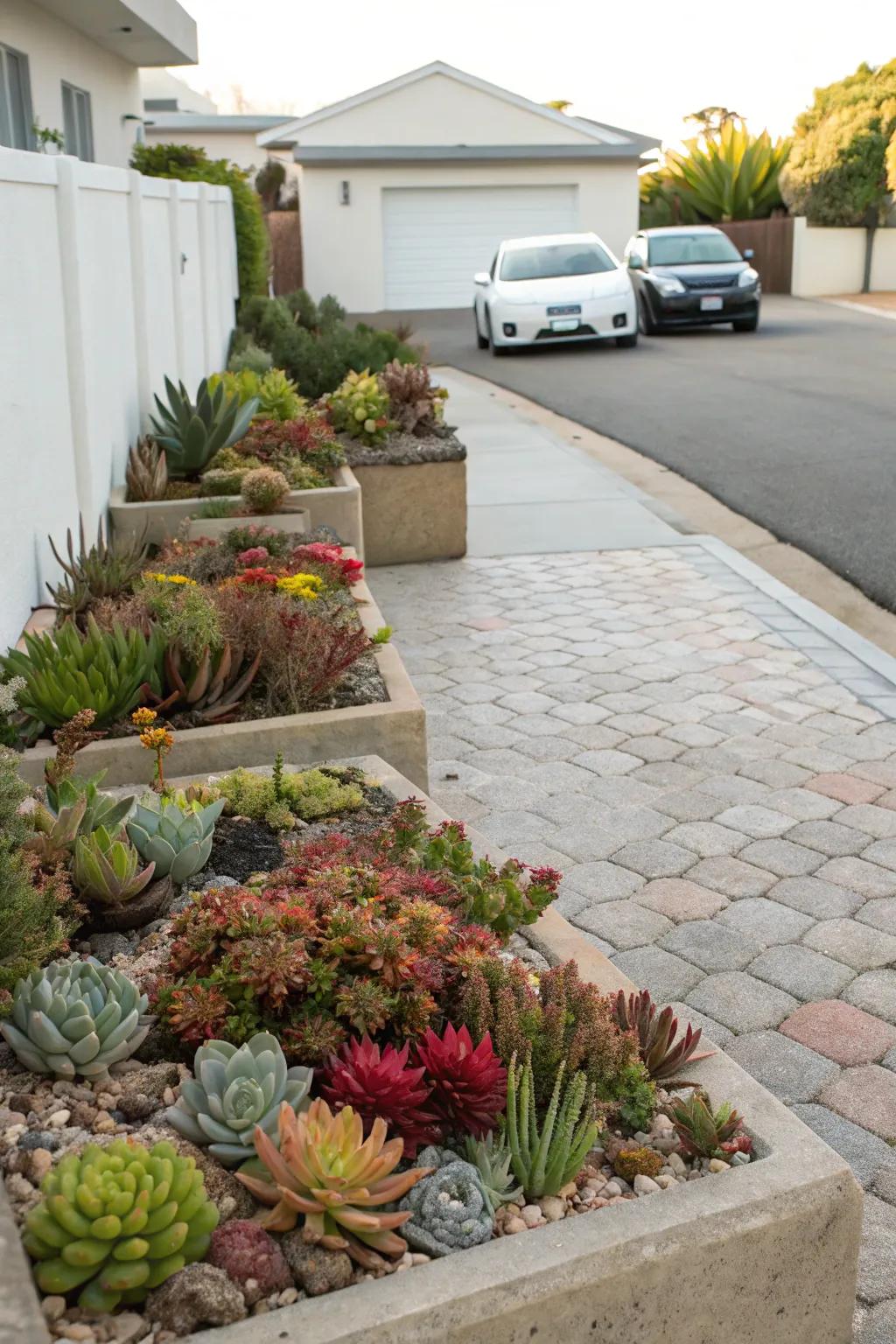 Create a low-maintenance look with succulent planters.