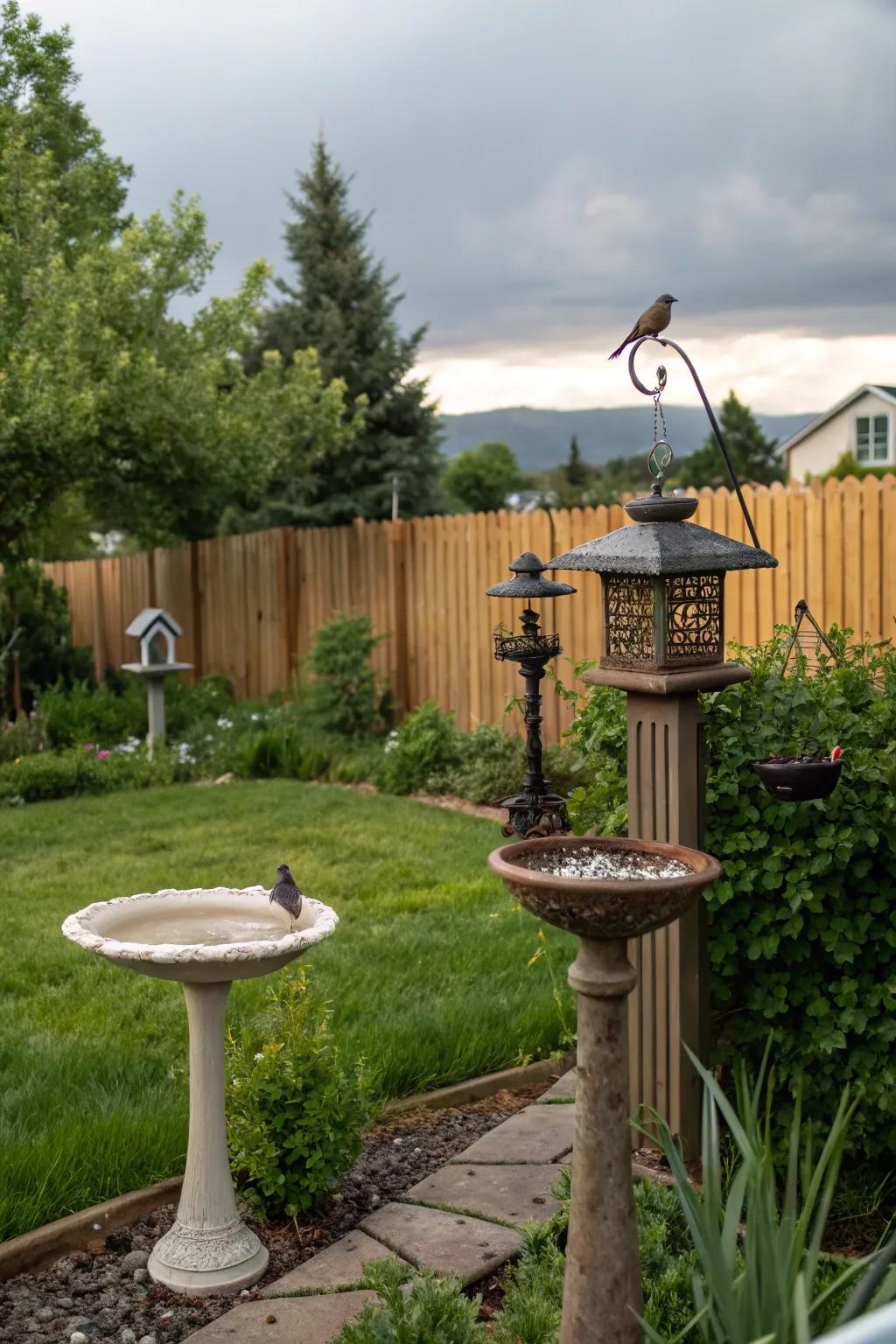 Wildlife-friendly features attracting birds and beneficial insects.