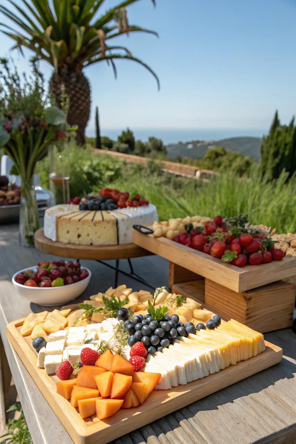Delight guests with a variety of cheeses and fruits
