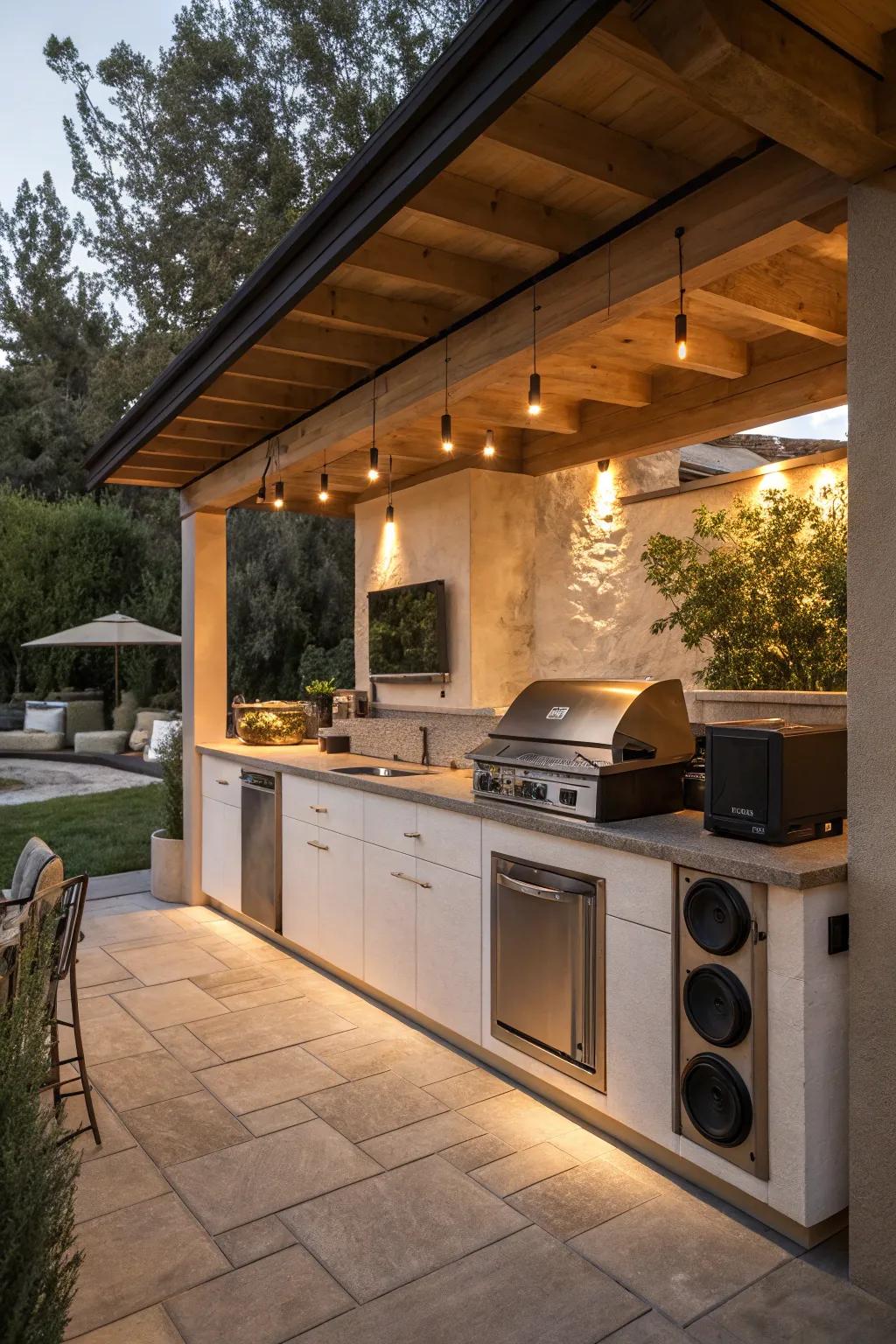 Sound systems elevate the ambiance with music.