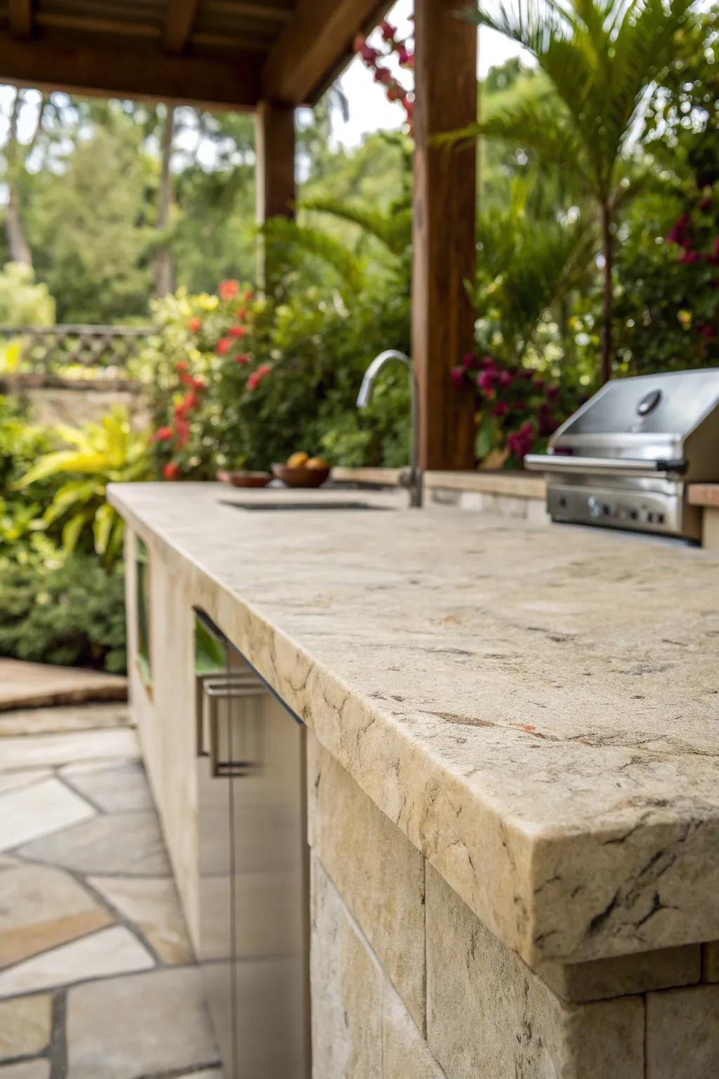 Stone surfaces offer durability and blend seamlessly with nature.