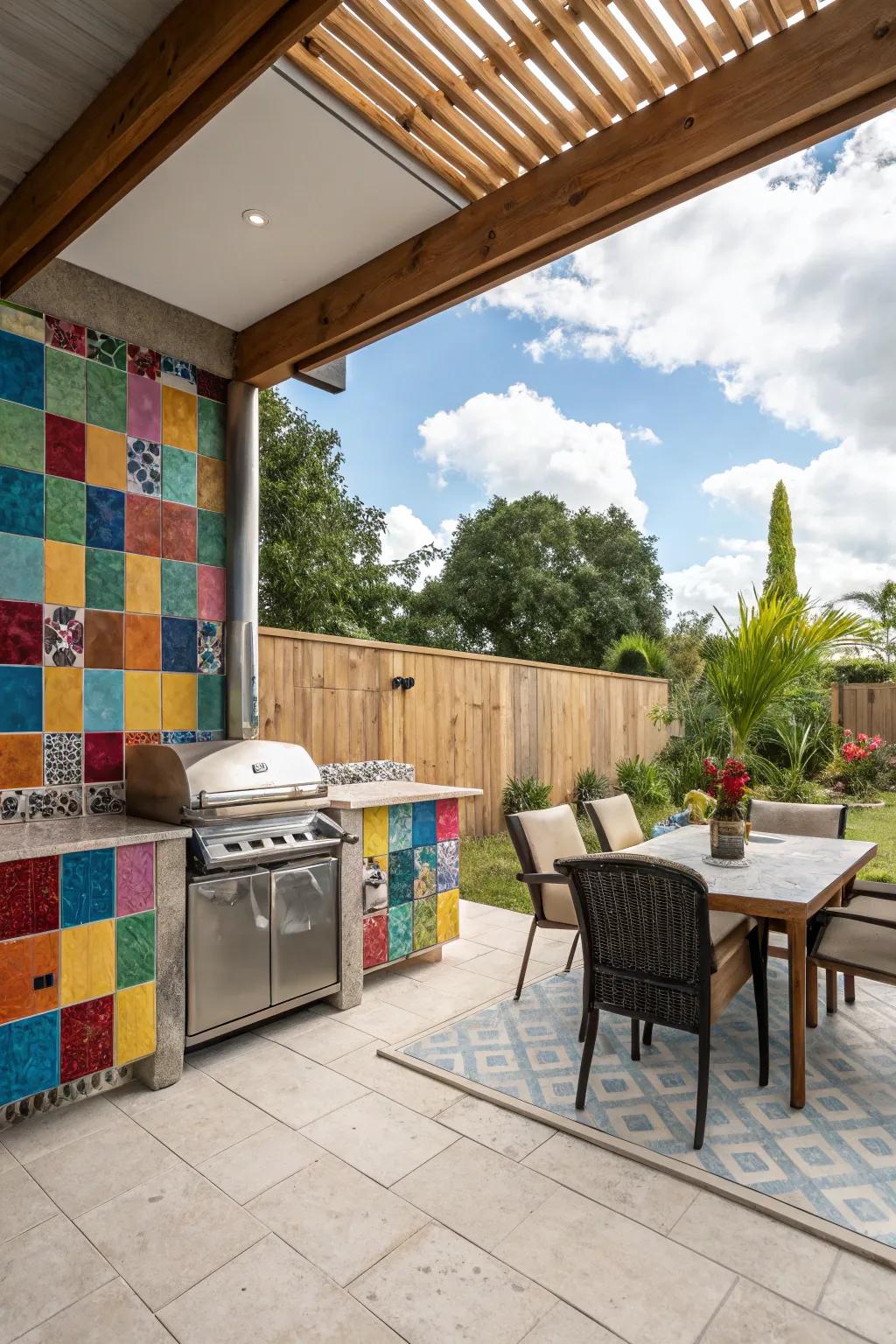 Colorful tiles create stunning visual effects.