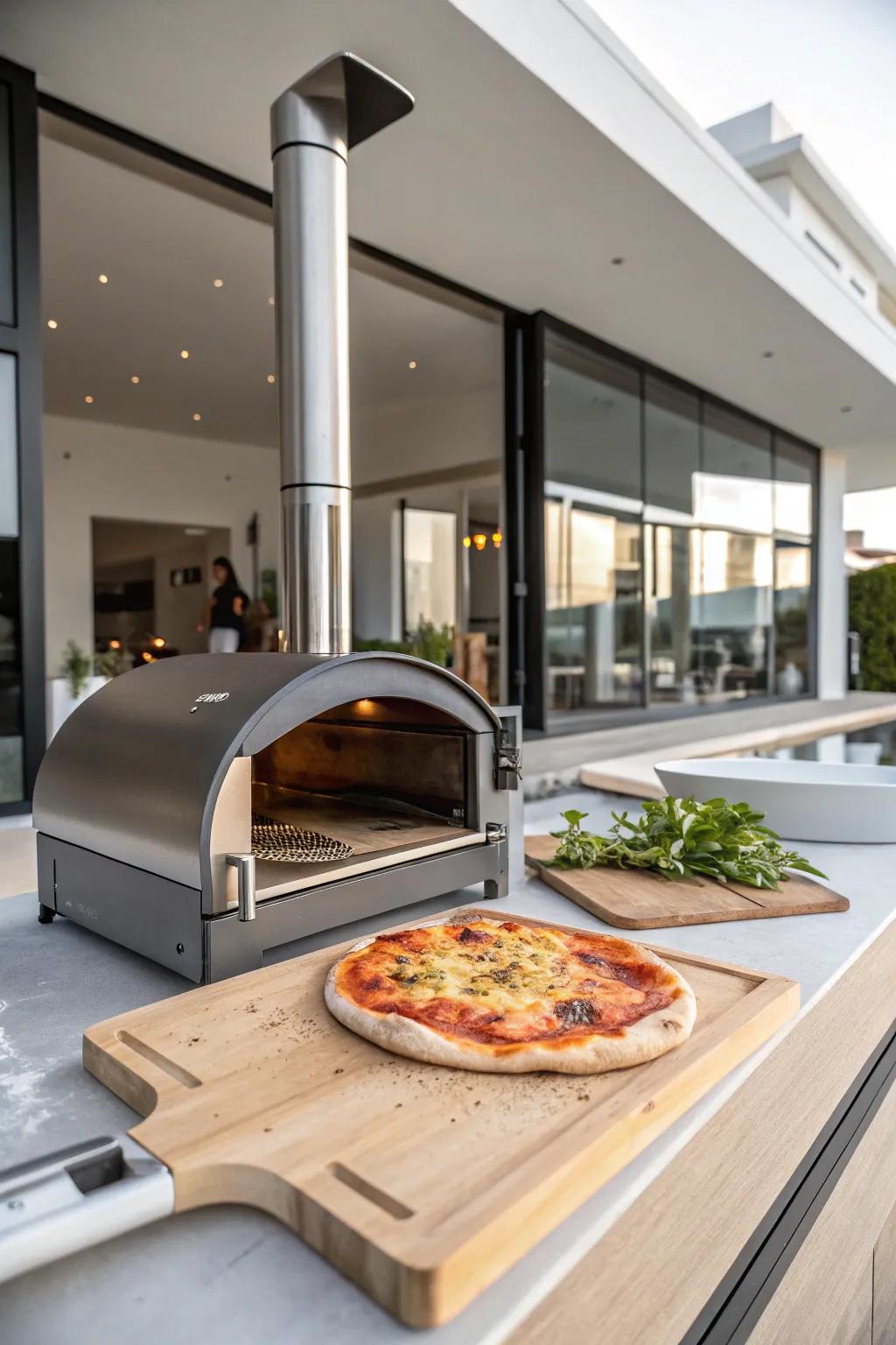 A pizza oven brings a gourmet vibe to your kitchen.