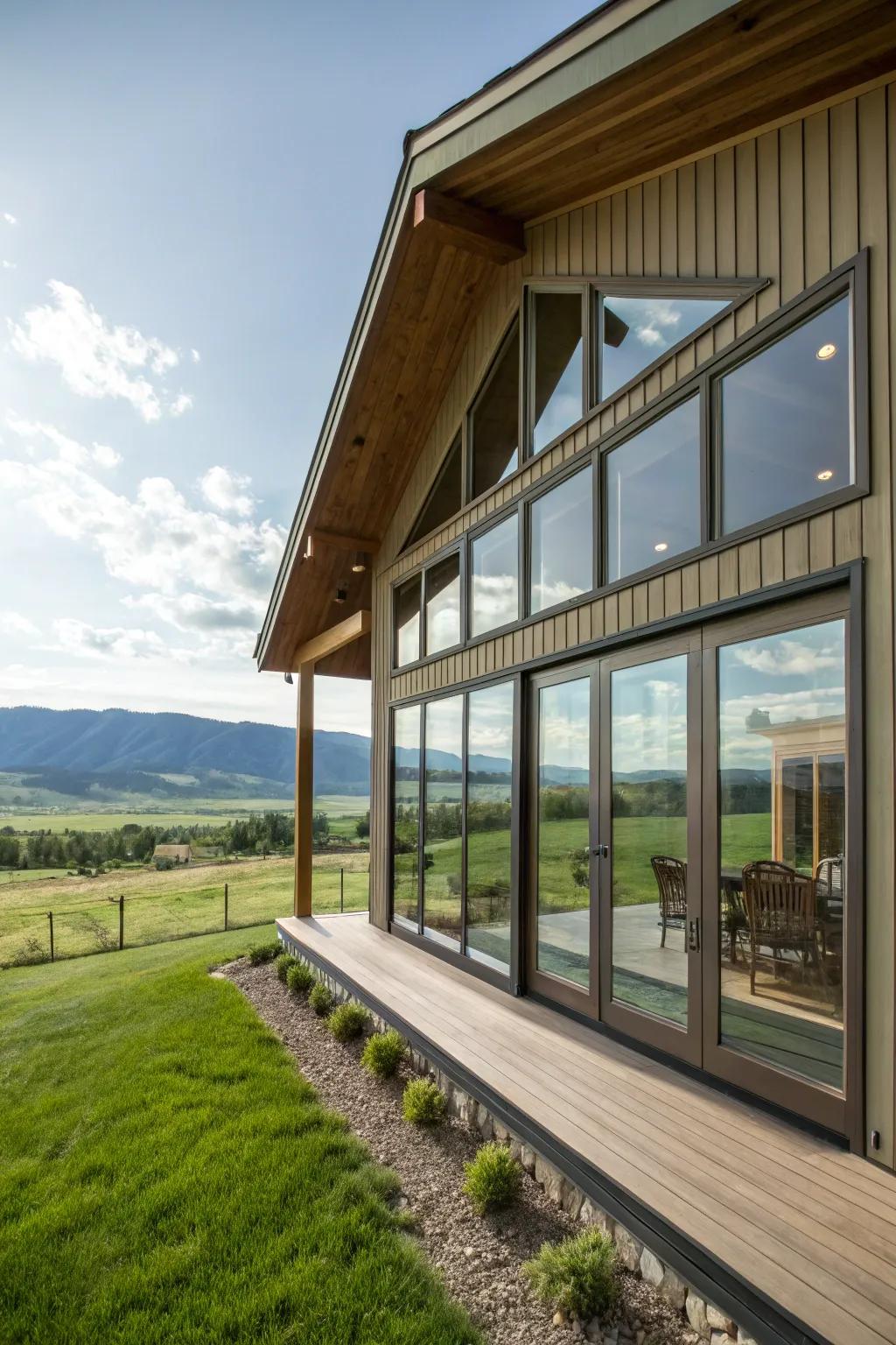 Large windows bring natural light into this ranch home.