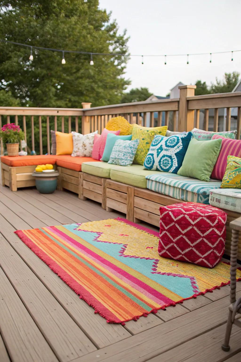 Colorful accents that infuse energy and personality into the deck.