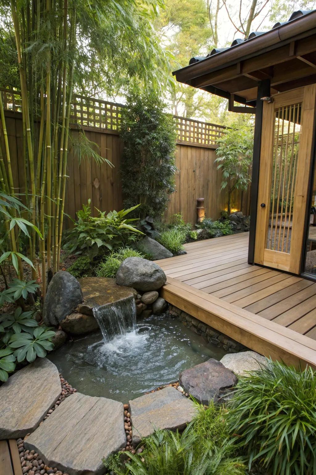 A Zen corner providing a tranquil escape for relaxation.