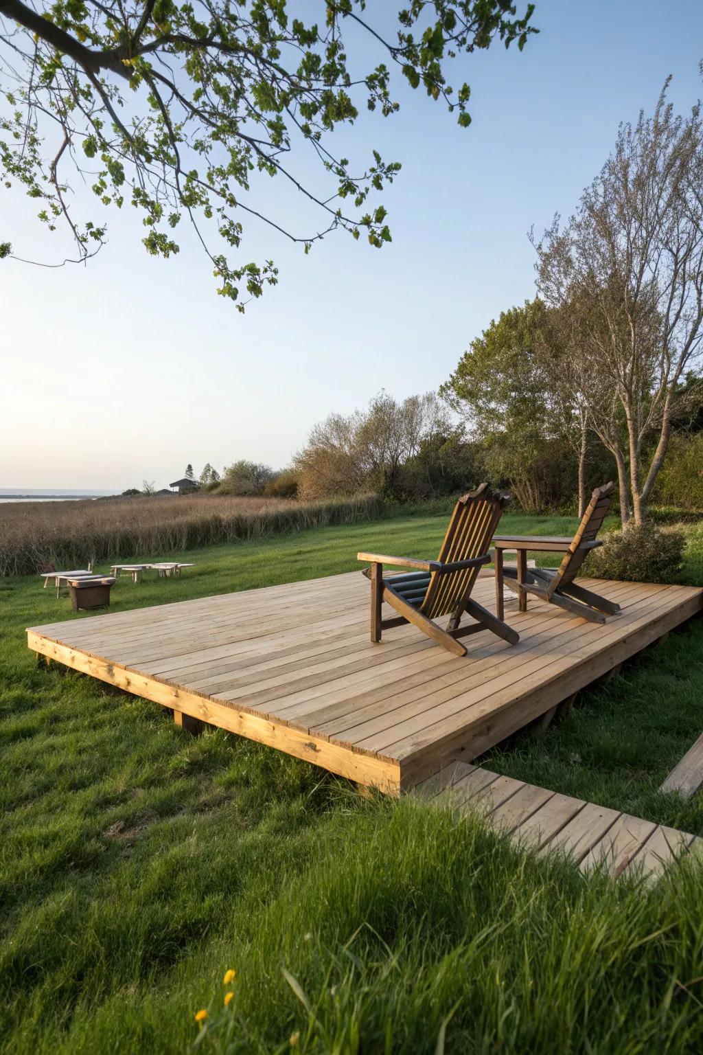 A simple wooden deck that exudes natural charm.