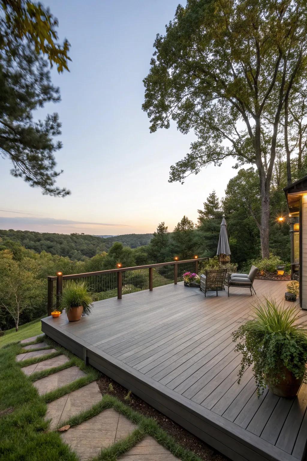 A deck that feels like a natural extension of the garden.