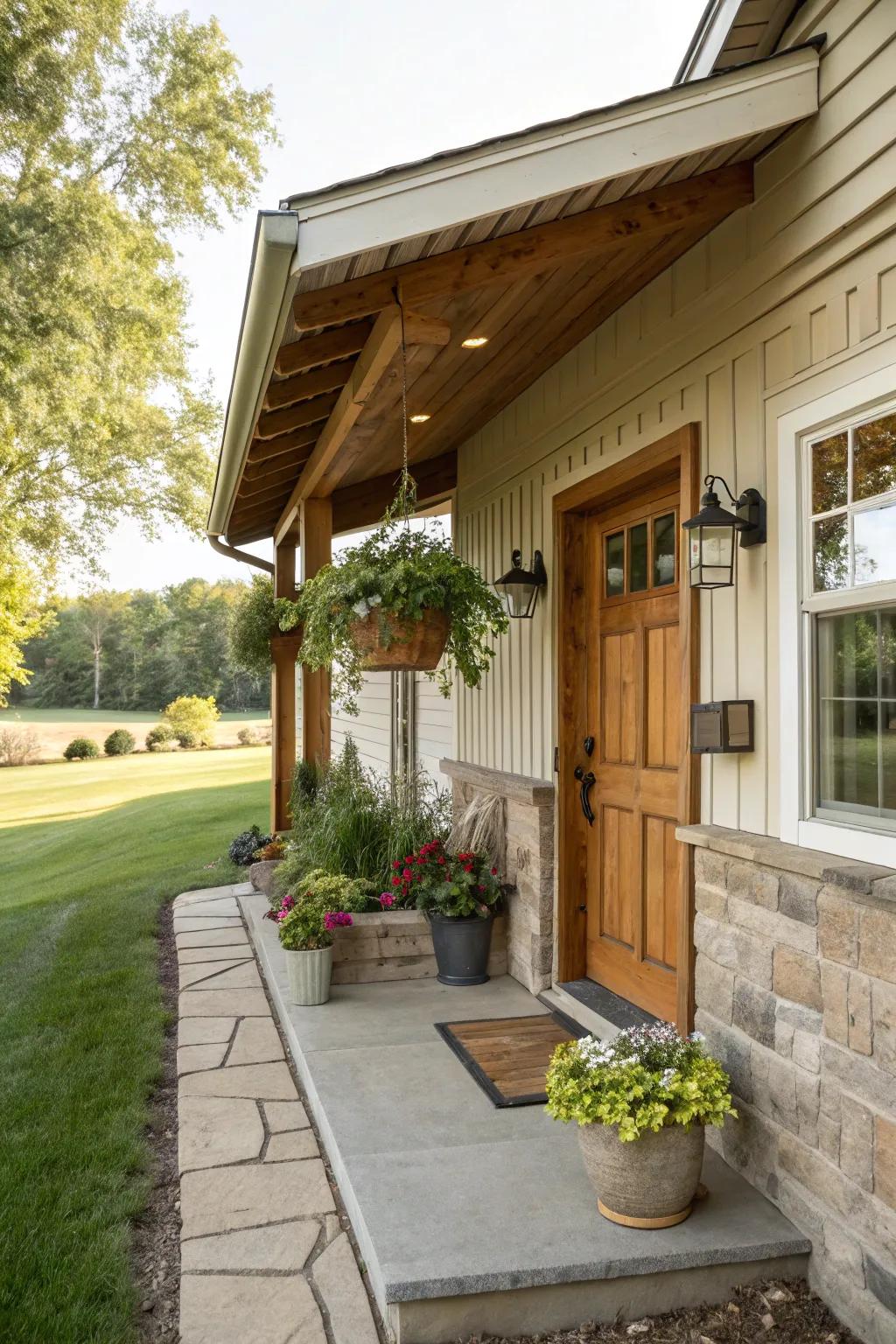 A porch overhang creates a welcoming entrance to your home.