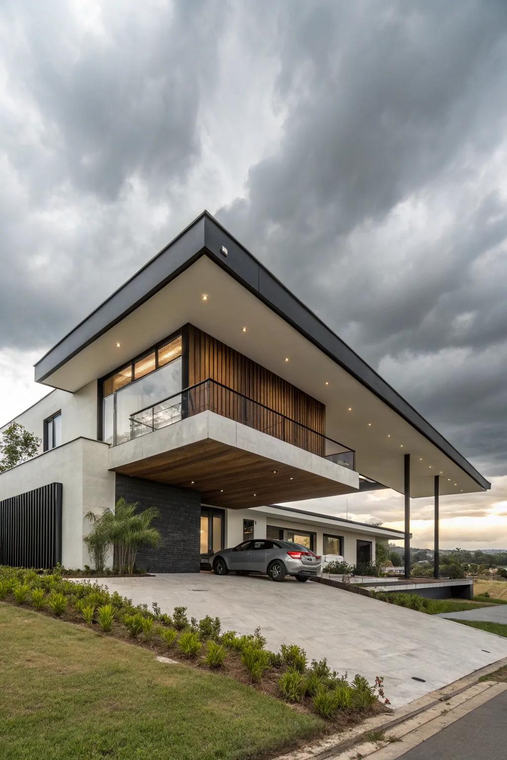 A cantilevered overhang offers a dramatic and modern design statement.