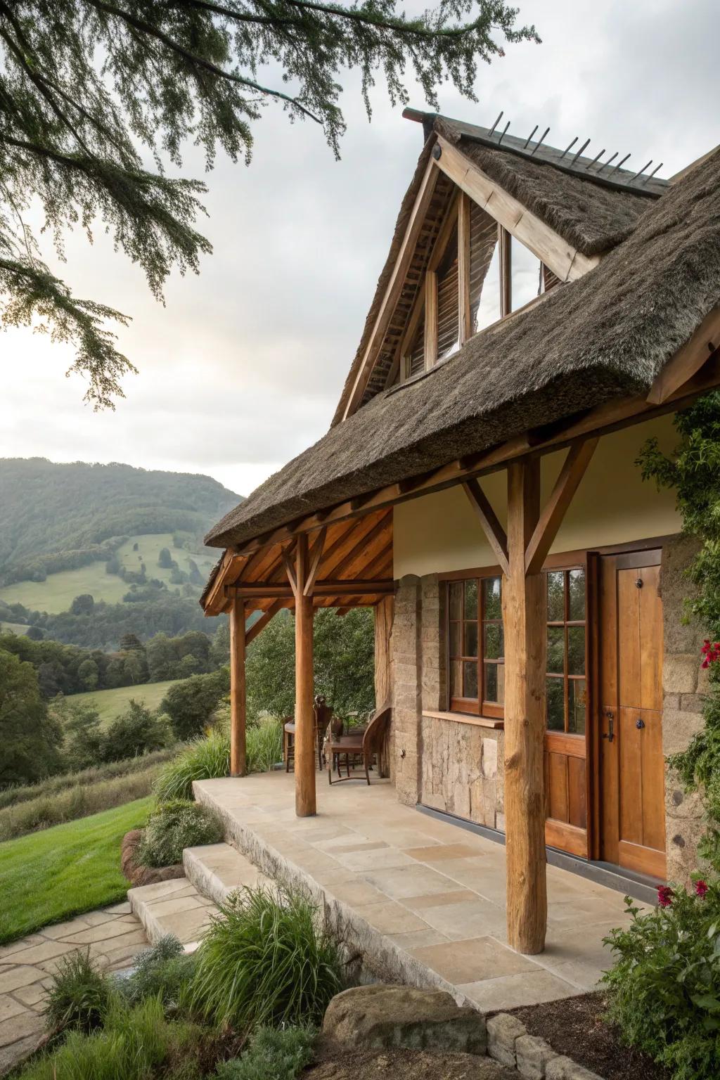 Exposed wooden beams bring a rustic charm to your roof overhang.