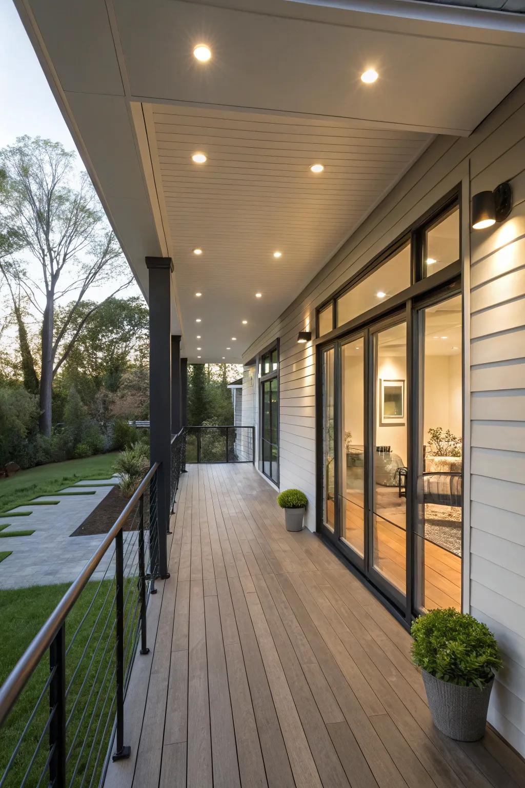 Recessed lighting provides a sleek, modern look.