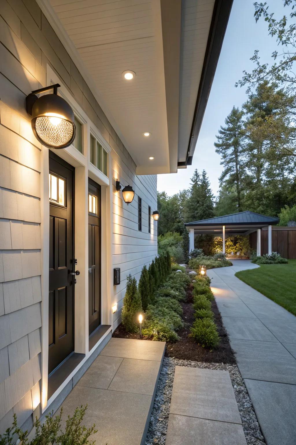 Motion-sensor lights offer security and style.