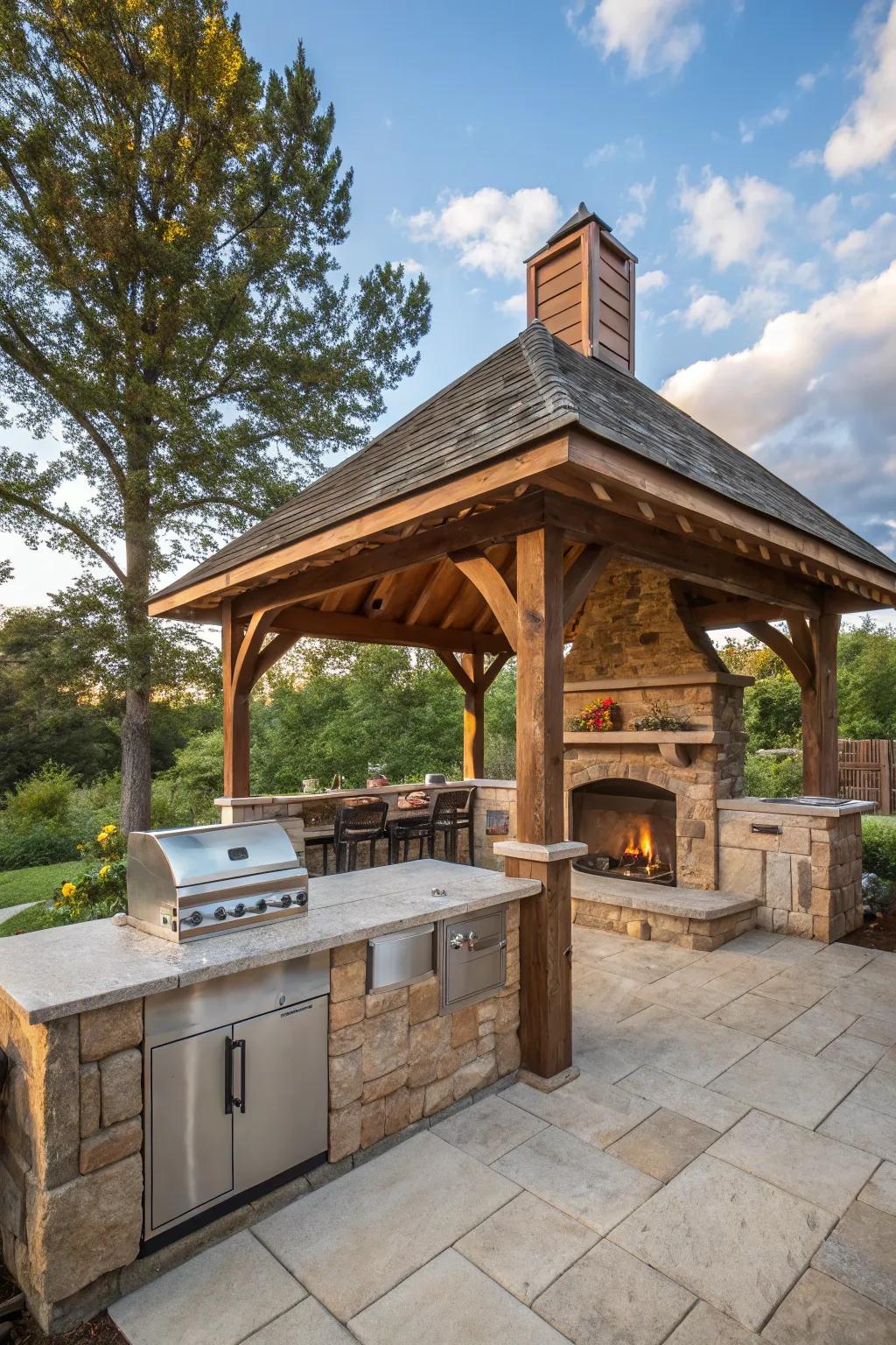 An outdoor kitchen turns your pavilion into a culinary haven.