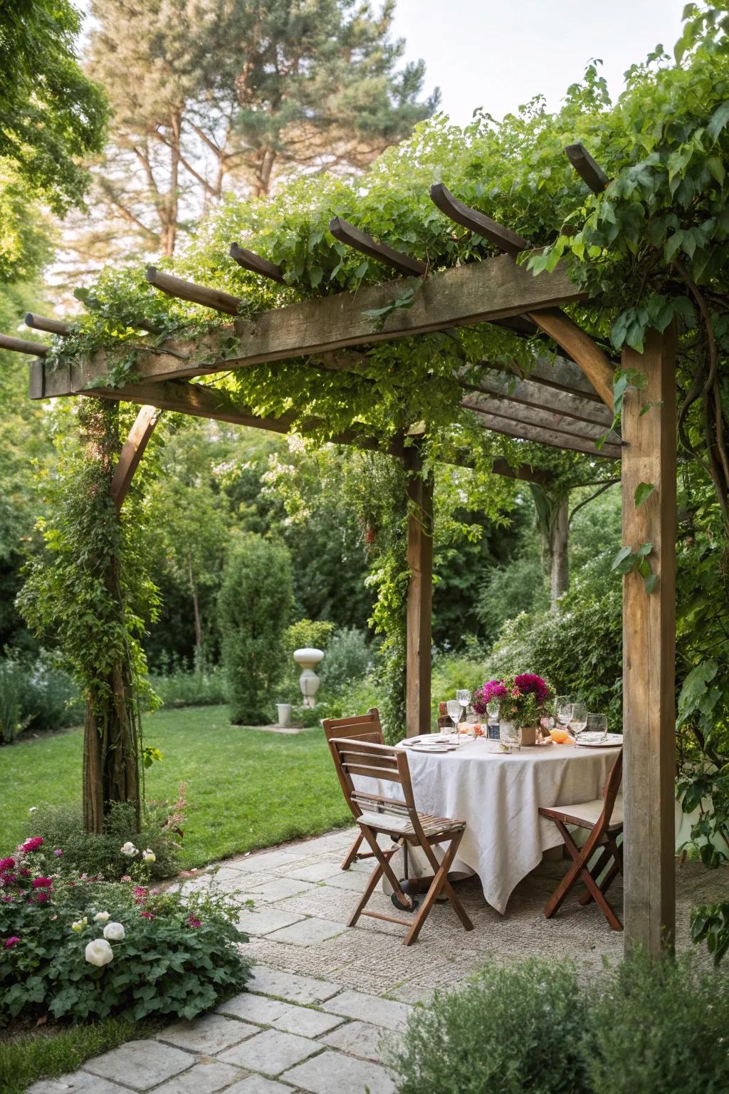 Eco-conscious materials bring nature closer to your pergola.