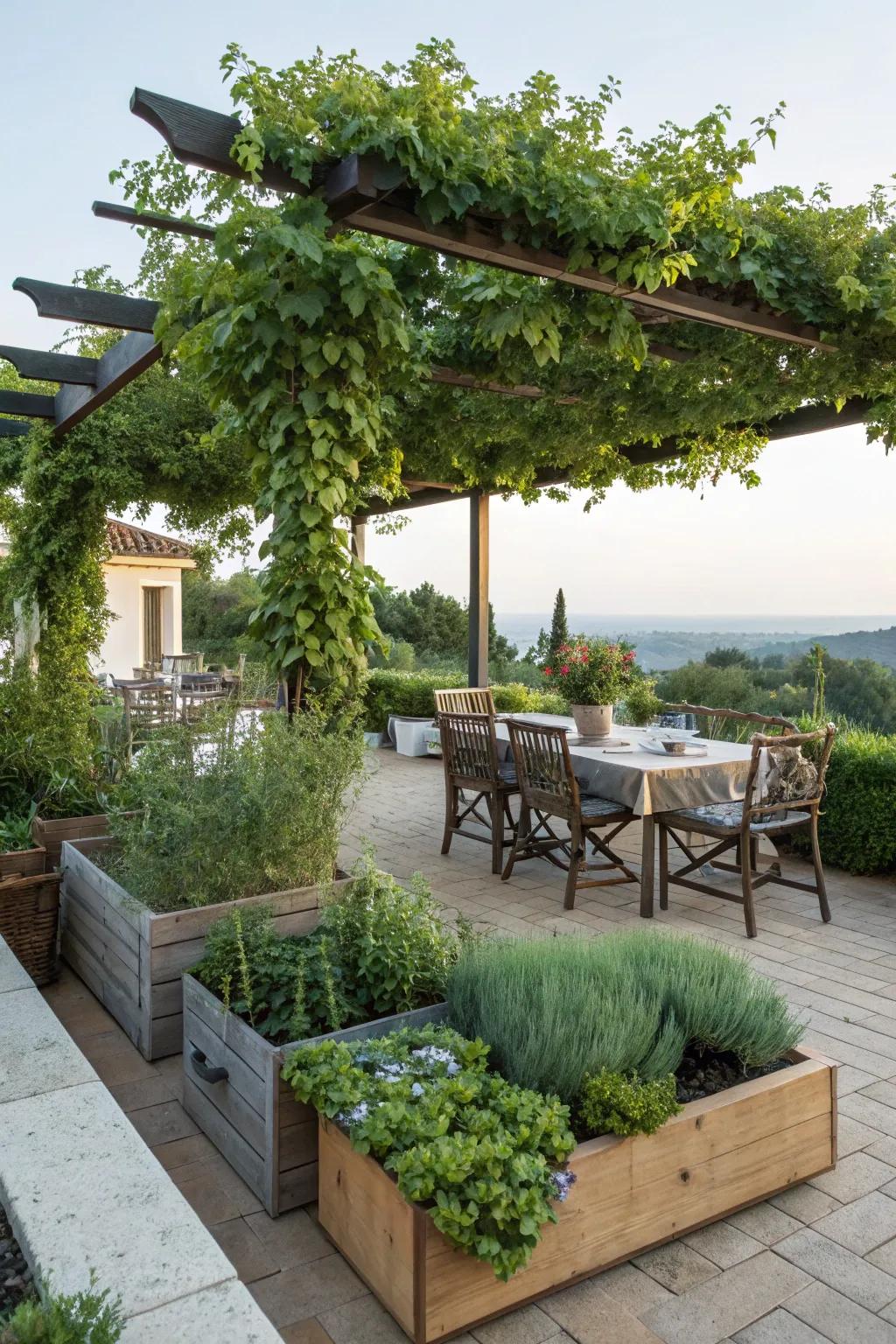 An herb garden adds fresh, natural flavors to meals.