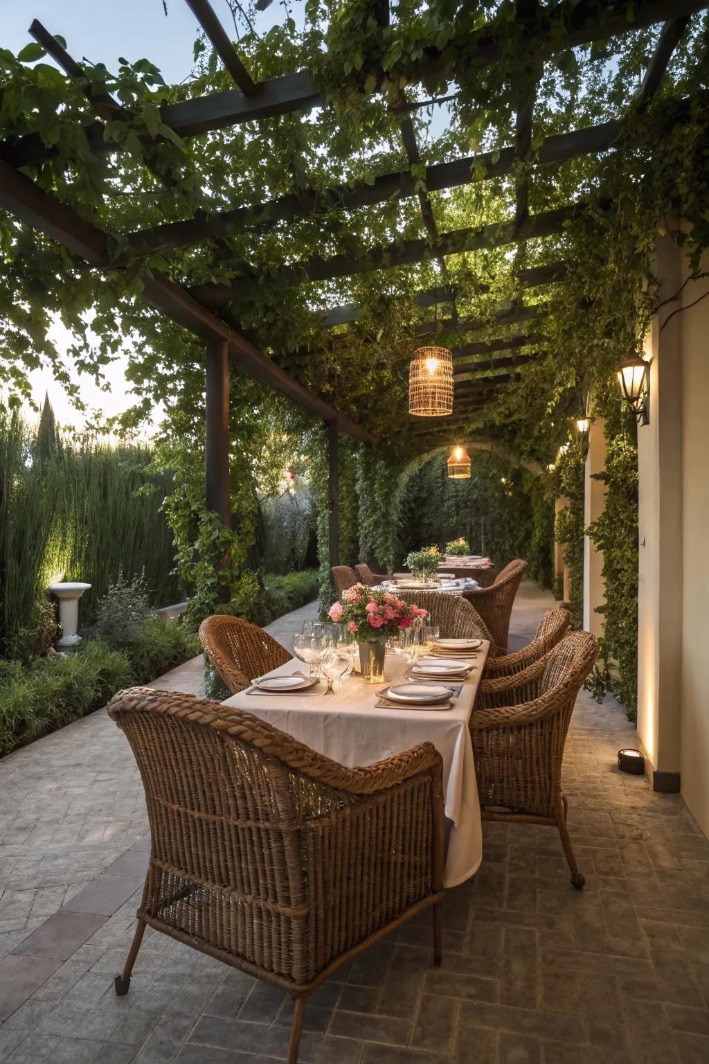 Wicker chairs add relaxed style and comfort.