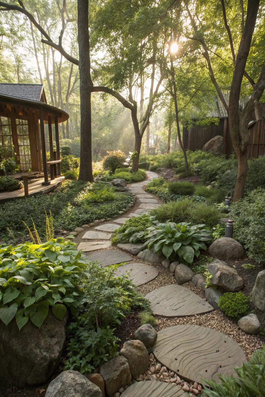 A naturalistic garden design that blends seamlessly with its surroundings.