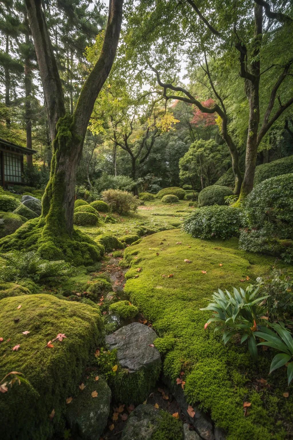 Ground covers spread beautifully, adding texture to a wet garden.