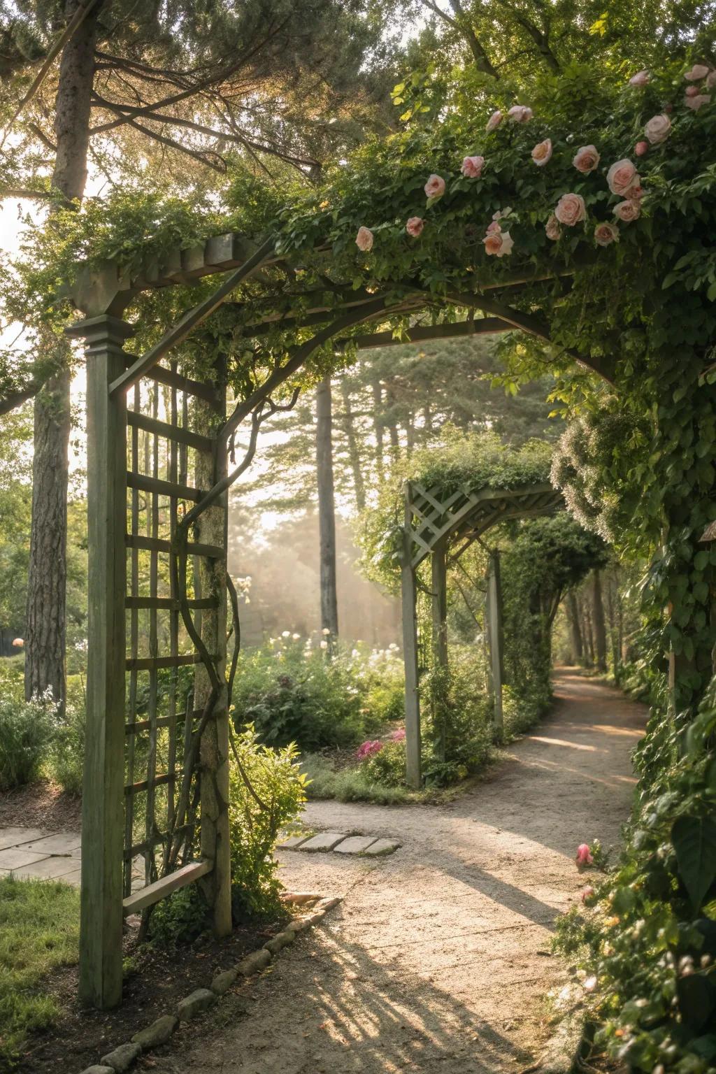 Vertical elements create interest and maximize space in a garden.