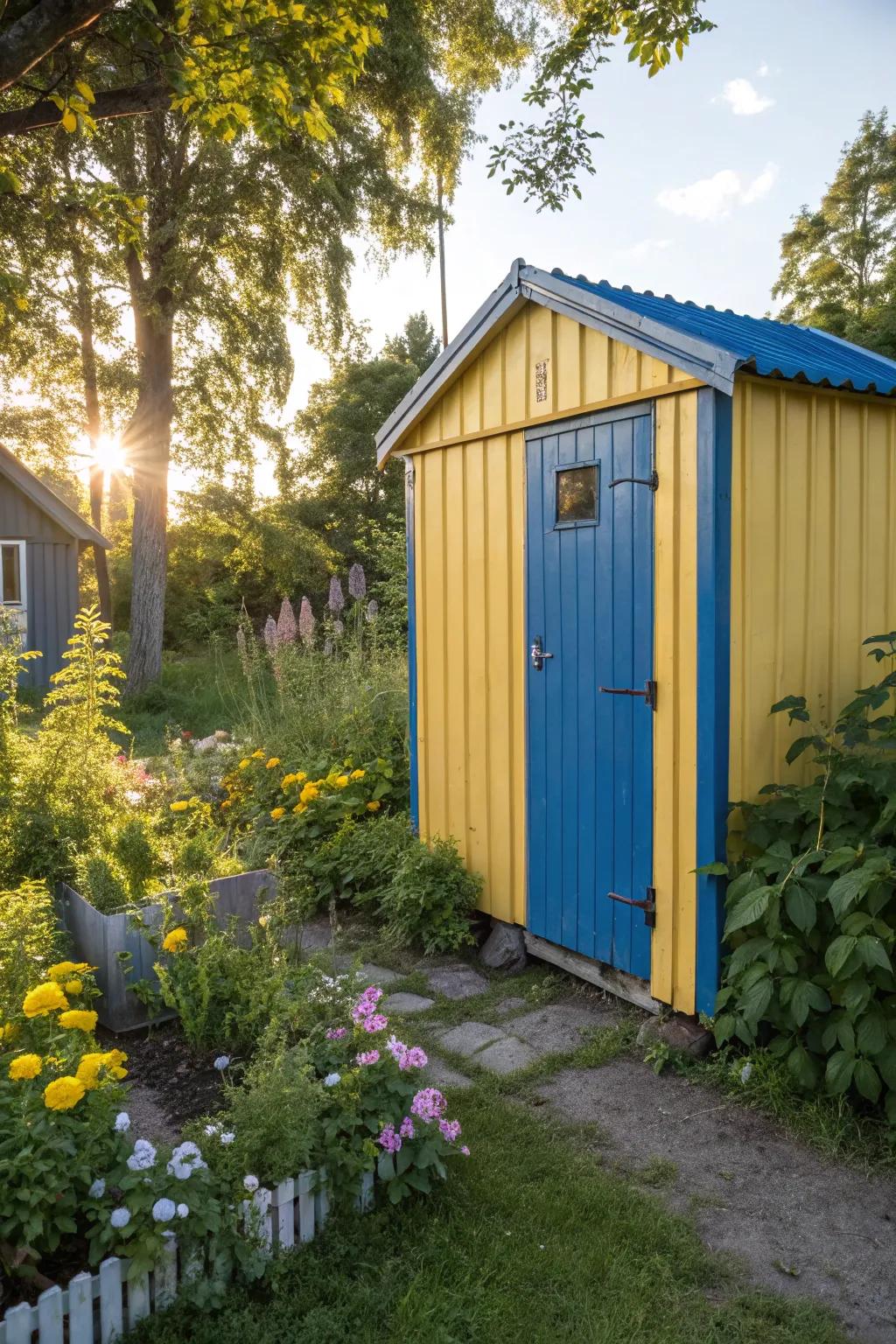 Two-tone designs bring a lively touch to your shed.