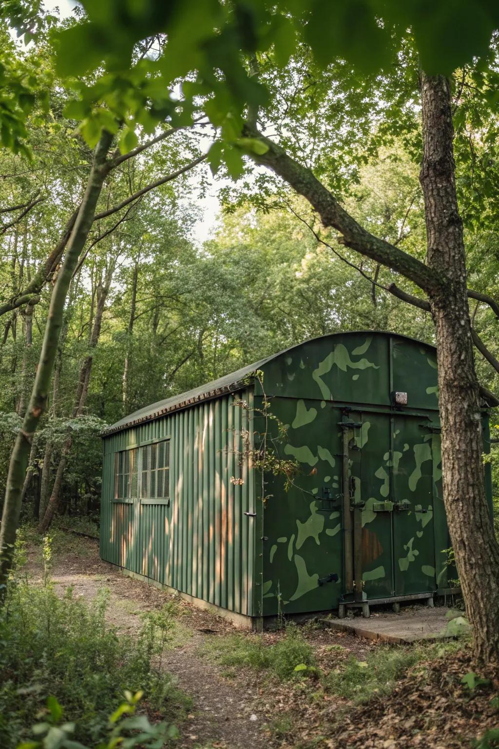 Camouflage green helps your shed blend with nature.