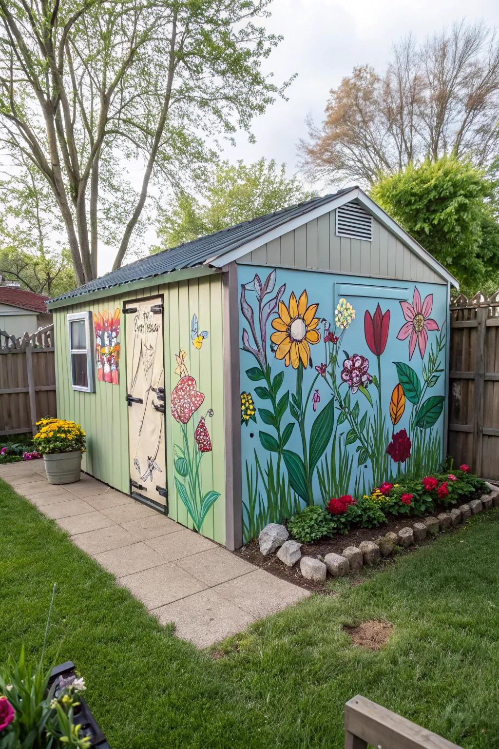 Murals transform your shed into a work of art.