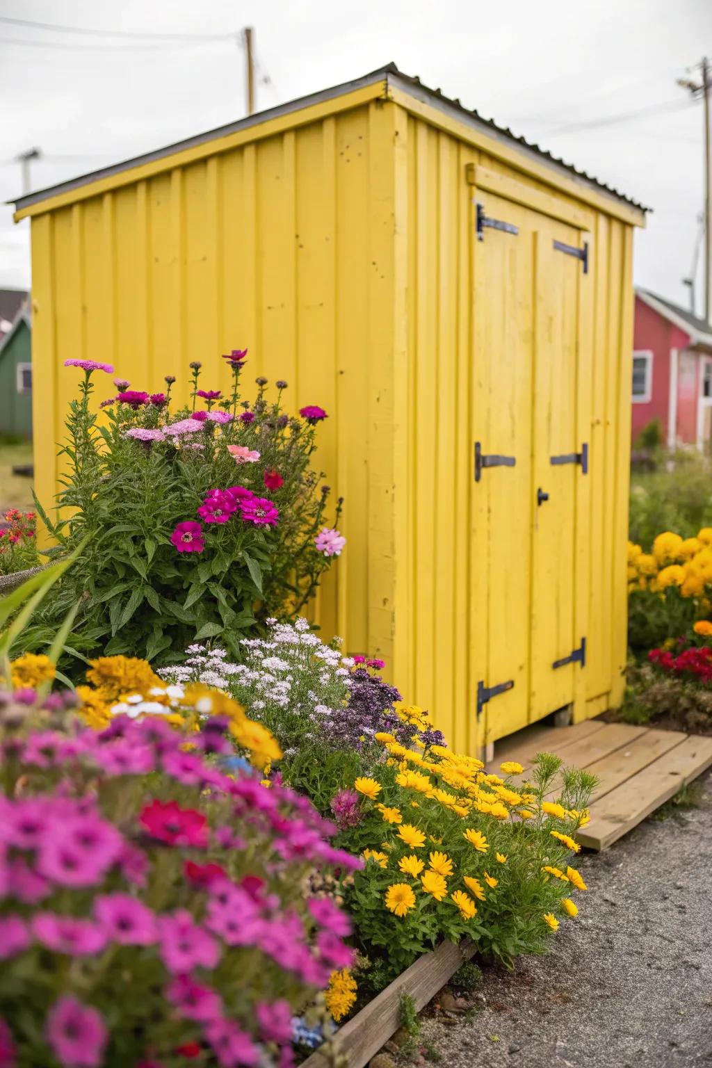 Yellow sheds bring joy and brightness to your garden.