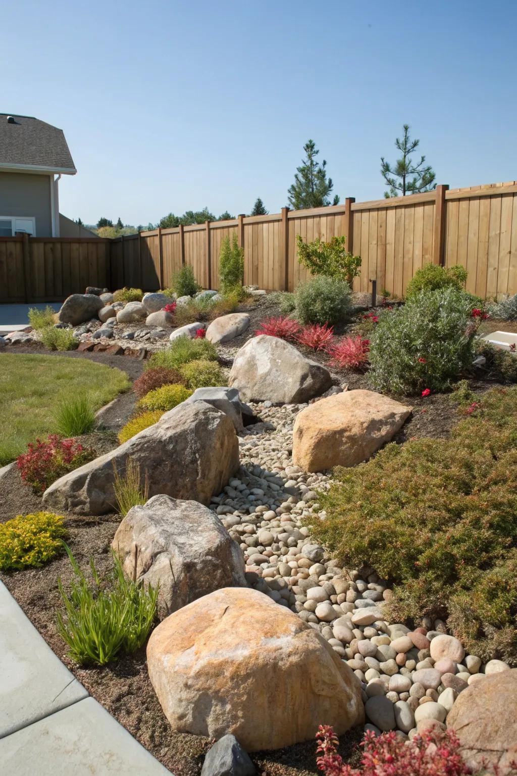 Rock gardens offer a rustic, natural landscape perfect for drought-prone areas.