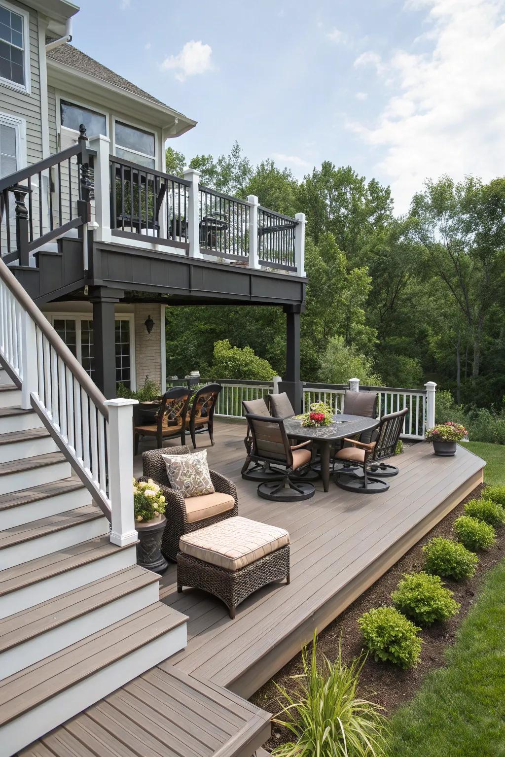 Maximize your space with a multi-level deck design.