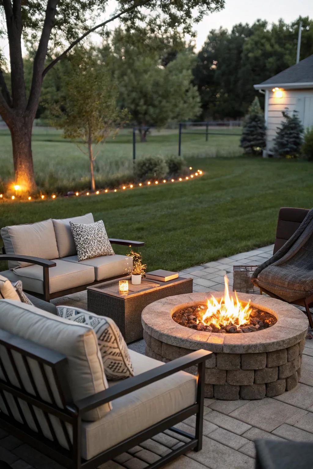 Gather around a fire pit for warmth and ambiance in your backyard.