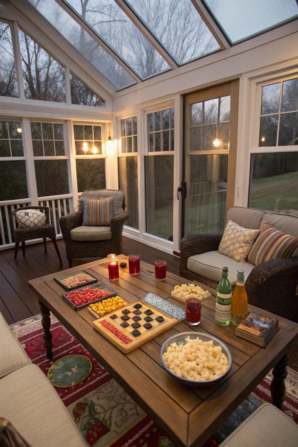 A cozy nook for family game nights and fun.