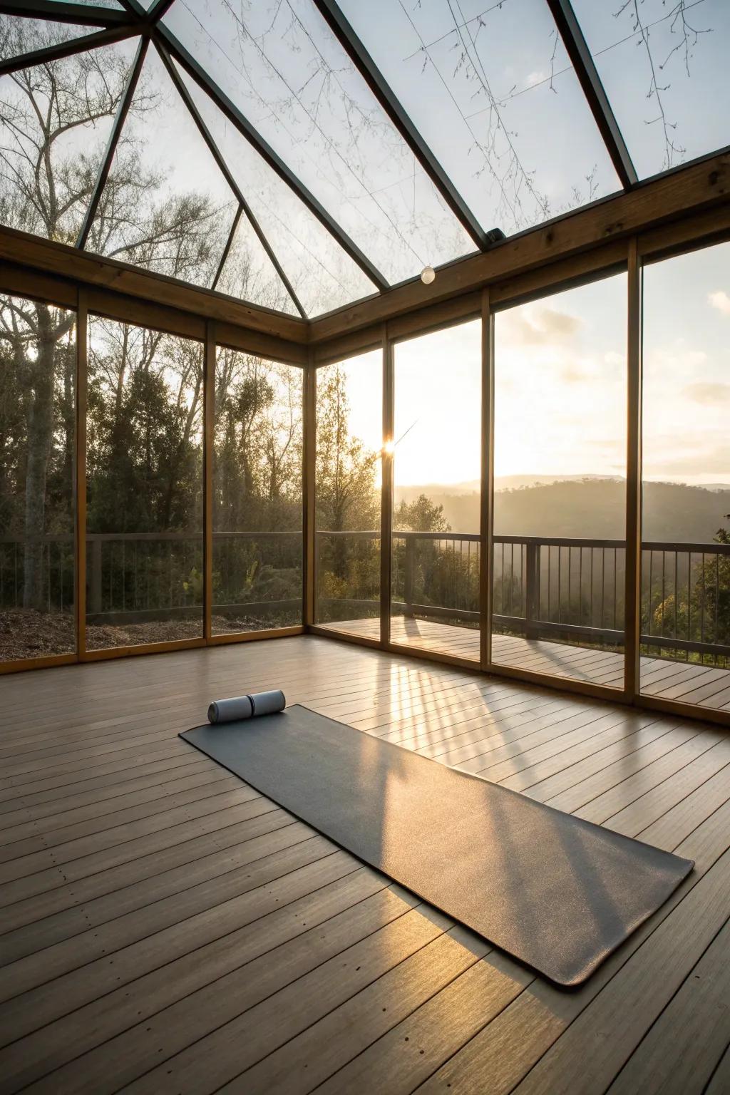 A serene space for yoga, bathed in natural light.