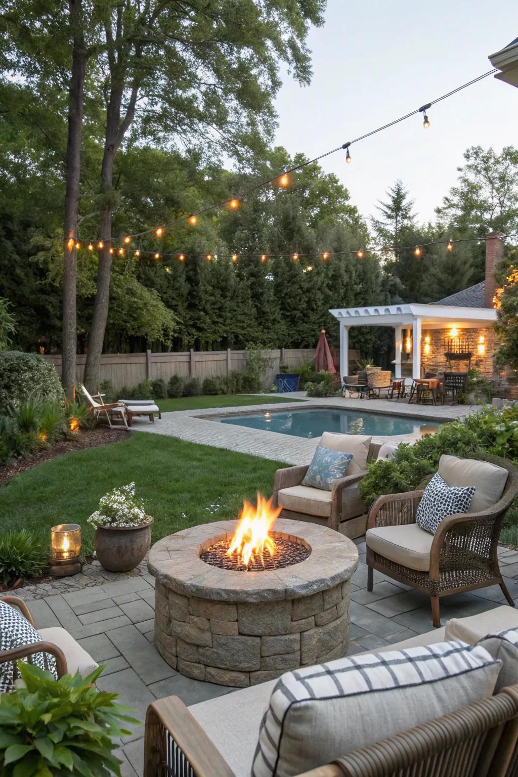 A fire pit adds warmth and charm to your backyard evenings.