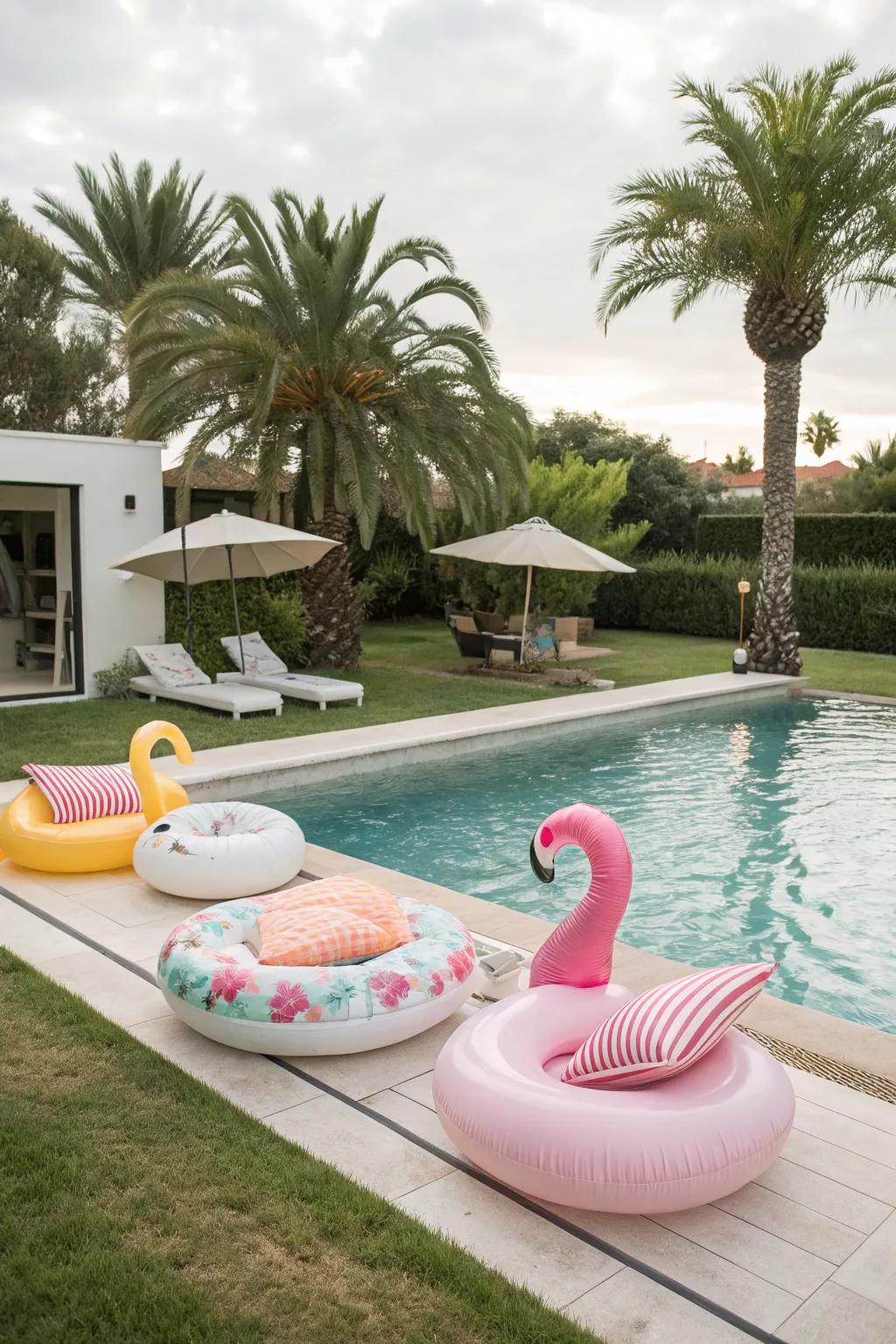 A floating lounge offers a unique way to relax on the water.