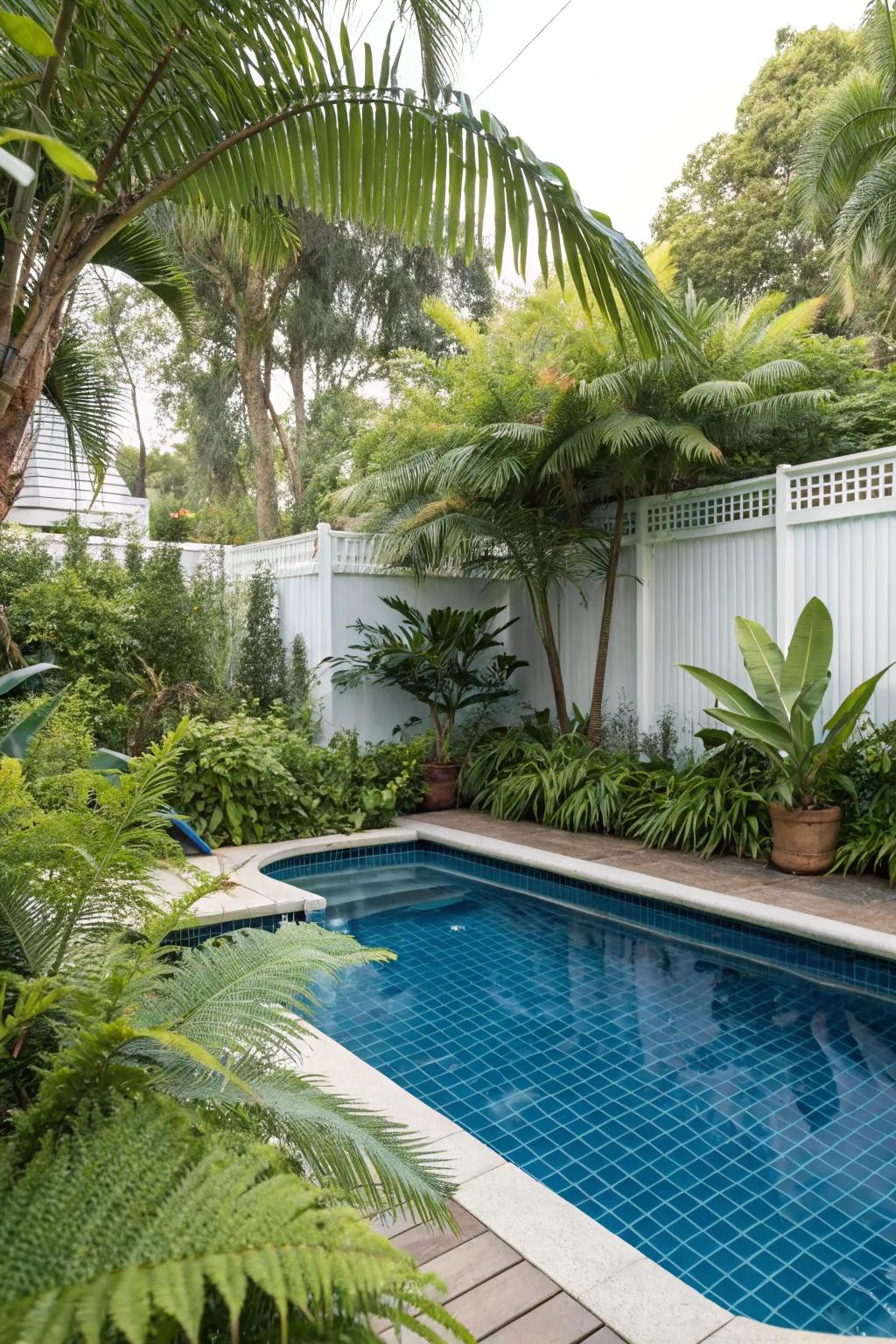 Lush greenery transforms your pool into a natural oasis.