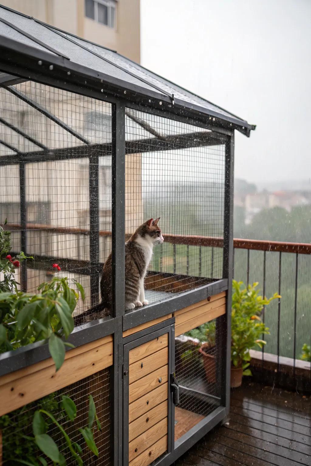 A weather-proof catio ensures comfort and safety in all seasons.